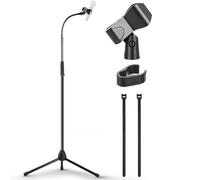 Pyle Asta Microfono, Supporto Microfono Base Quadrata in Metallo, Collo d’Oca Regolabile 125-194 cm, Clip Cavo, Adattatore 15,88 mm, per Studio e Concerto