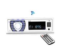 Pyle Autoradio Bluetooth 12V Singolo DIN per Yacht e Accessori Barca con Display LCD, Radio AM/FM, USB, SD E RCA, Stereo Nautico con Telecomando e Cablaggio