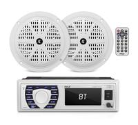 Pyle Autoradio Bluetooth Stereo Marino per Yacht e Barca, AM/FM, USB/SD MP3, LCD, Microfono, 2 Altoparlanti 13,3 cm, Casse Audio Impermeabili, Speaker, Accessori Barca
