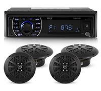 Pyle Autoradio Bluetooth, Stereo Nautico per Yacht e Accessori Barca con Radio AM/FM, Lettore MP3/SD, Display LCD e Microfono, Kit con 4 Altoparlanti Impermeabili 16,5 Cm, Casse Audio Speaker