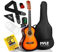 Pyle Beginner 91 cm Chitarra Acustica Classica, Chitarra 3/4 Junior a 6 Corde in Legno di Tiglio con Custodia Protettiva, Accordatore, Corde in Nylon, Plettri, Tracolla, per Principianti, Adulti