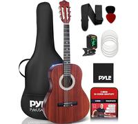 Pyle Beginner Acoustic Guitar Kit, 3/4 Junior Size All Wood Instrument for Kids, Adults, 36" Sapele
