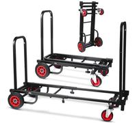 Pyle Carrello per attrezzature, compatto, pieghevole, regolabile, resistente, 8 in 1, carrello con piattaforma, carrello con ruote R-Trac, nero