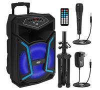 Pyle Cassa Bluetooth, Altoparlante Bluetooth, Speaker PA Portatile 800 Watt da Esterno, Cassa con Ingresso Microfono, Luci per Feste, MP3/USB, Radio FM, con Ruote, Microfono e Telecomando, Nero