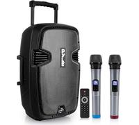 Pyle Cassa Bluetooth Portatile 1600 Watt, Karaoke Speaker, Batteria Ricaricabile, Ruote, Bluetooth USB/MP3/RCA, Radio FM, 2 Microfoni UHF, Telecomando