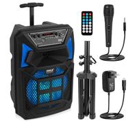 Pyle Cassa Bluetooth Portatile 400 Watt con Ruote, Altoparlante Bluetooth PA con Ingresso Microfono, Luci LED Party, Lettore MP3 USB/SD, Radio FM, Telecomando, Speaker e Cassa per Feste ed Esterno