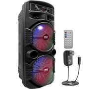 Pyle Cassa Bluetooth Portatile, Sistema PA Ricaricabile 600 Watt, Altoparlante Esterno con Doppio Subwoofer da 20 Centimetri, Tweeter da 2,5 Centimetri, Microfono, Luci