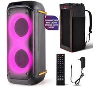Pyle Cassa Bluetooth Potente 160 Watt Sistema Stereo Wireless Altoparlante Bluetooth Portatile Karaoke con Mic Batteria USB SD FM TWS Luci 30x30x67 Centimetri
