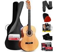 Pyle Chitarra Acustica Classica per Mancini 3/4 Junior, Chitarra in Legno per Principianti Bambini e Adulti, Guitar 91 Cm Finitura Naturale Lucida