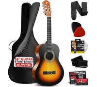 Pyle Chitarra acustica ½, misura junior, set per principianti dai 6 anni in su, a forma di goccia, opaca, con custodia, tracolla, plettri, corde e panno per la pulizia