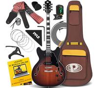 Pyle Chitarra Elettrica Semi-Hollow, Kit Chitarra Elettrica, Stile Jazz, 6 Corde con Borsa e Accessori, Full Size 106 cm