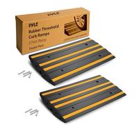 Pyle Confezione da 2 Rampe per Auto in Gomma 61x40x6,6 cm con Striscia Riflettente Gialla, Rampa Auto Antiscivolo con Viti di Fissaggio Incluse