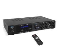 Pyle Home Audio Theater Amplificatore w/Bluetooth - Amplificatore stereo a 5 canali per altoparlanti domestici - Ingresso audio/microfono multi-sorgente da 1/4", MP3/USB/SD/AUX/FM Radio - Telecomando