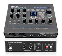 Pyle Interfaccia audio USB professionale con MIC/LINE, chitarra, ingressi stereo AUX e RCA, uscite telefono/stereo/monitor, ideale per giocare e registrare al computer, 24 effetti digitali