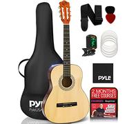 Pyle Kit Chitarra Acustica Classica, Strumento Junior 3/4 per Bambini Principianti, Adulti, 91,4 cm Naturale Opaco