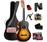 Pyle Kit chitarra acustica per principianti, 1/4 di taglia junior, strumento a corde in nylon con capotasto cinghia, set di corde extra, borsa per il trasporto, chitarre per adulti e