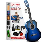 Pyle Kit chitarra acustica per principianti, 3/4 Junior Size All Wood Instrument per bambini, adulti, 91,4 cm Blue Burst