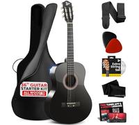 Pyle Kit chitarra acustica per principianti, 3/4, strumento per bambini, adulti, 91,4 cm, nero