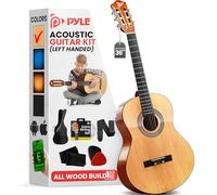 Pyle Kit chitarra acustica per principianti per mancini, strumento 3/4 Junior Size per bambini, adulti, 91,4 cm Natural Gloss