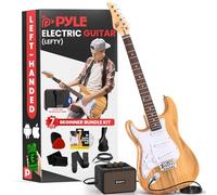 Pyle Kit completo per chitarra elettrica mancini con amplificatore da 5 W, custodia, plettri, corde di ricambio e tracolla, set di chitarra per principianti ST-Style con 22 tasti, corpo in legno di