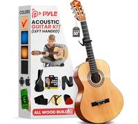 Pyle Kit per chitarra acustica per mancini per principianti, 1/4 Junior Size All Wood Build Nylon Stringed Instrument con capotasto, cinghia, set di corde extra, custodia, chitarre per principianti,