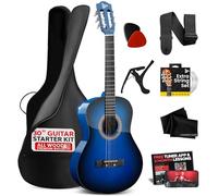 Pyle Kit per chitarra acustica per principianti, 1/4 Junior Size All Wood Build Nylon Stringed Instrument con capotasto, cinghia, set di corde extra, custodia, chitarre per principianti, adulti e