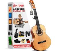 Pyle Kit per chitarra acustica per principianti, 1/4 Junior Size All Wood Build Nylon Stringed Instrument con capotasto, cinghia, set di corde extra, custodia, chitarre per principianti, adulti e