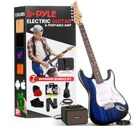 Pyle Kit per chitarra elettrica full size con amplificatore da 5 W, custodia, plettri, corde di ricambio e tracolla, set chitarra per principianti ST-Style con 22 tasti, corpo in legno di paulonia