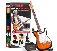 Pyle Kit per chitarra elettrica full size con amplificatore da 5 W, custodia, plettri, corde di ricambio e tracolla, set chitarra per principianti ST-Style con 22 tasti, corpo in legno di paulonia