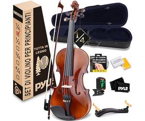 Pyle Kit per Principianti di Violino 1/4 con Custodia, Archetto, Corde Extra, Accordatore Digitale, Poggiaspalla e Panno per Pulizia, per Bambini e Adulti
