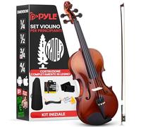 Pyle Kit Violino 3/4 per Inizianti, Custodia, Archetto, Corde Extra, Accordatore Digitale, Supporto Spalla e Panno per la Pulizia