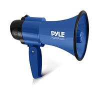 Pyle Megafon da 30 W con sirena e microfono, blu chiaro, pieghevole, per bambini e adulti, altoparlante per calcio, eventi, emergenze