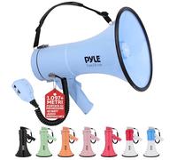 Pyle PMPRA514BL, Lightweight And Portable Bullhorn Megaphone, Aux (3.5mm) Input for MP3/Music, Automatic Siren, 50-Watt, Mic/Talk (Blue) Unisex-Adult, Blu, Taglia Unica