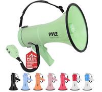 Pyle PMPRA514GR, Lightweight And Portable Bullhorn Megaphone, Aux (3.5mm) Input for MP3/Music, Automatic Siren, 50-Watt, Mic/Talk (Green) Unisex-Adult, Verde, Taglia Unica