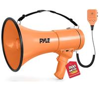 Pyle Megafono 50 Watt, Megafono Portatile per Eventi, Sport e Annunci Pubblici, Sirena Automatica, Volume Regolabile, Raggio 1000 Metri, Ingresso Aux, Tracolla