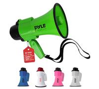 Pyle Megafono a Batteria con Sirena, Megafono Portatile 30 Watt, Microfono, 2 Modalità, Suono PA, Manico Pieghevole, per Cheerleading e Polizia, Verde