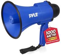 Pyle Megafono Compatto a Batteria con Sirena, Megafono Portatile Potenza 30 Watt, Microfono, 2 Modalità, Suono PA, Manico Pieghevole per Uso Polizia