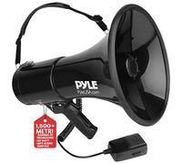 Pyle Megafono con Sirena Integrata 50 Watt e Megafono Portatile Volume Regolabile per Sport, Calcio, Basket, Baseball, Fans e Allenatori di Cheerleading e Sicurezza, Nero