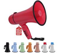 Pyle PMPRA213RD, Lightweight And Portable Bullhorn Megaphone, Aux (3.5mm) Input for MP3/Music, Automatic Siren, 20-Watt, Mic/Talk (Red) Unisex-Adult, Rosso, One Size