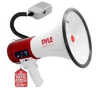 Pyle Megafono Portatile 50 Watt con Sirena, Microfono Staccabile, Cinghia, Batteria Ricaricabile, Megafono Ideale per Voce Professionale all’Aperto, Polizia e Eventi