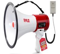 Pyle Megafono Portatile 50 Watt con Sirena, Microfono Staccabile, Cinghia, Batteria Ricaricabile, Megafono Ideale per Voce Professionale all’Aperto, Polizia e Eventi