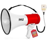 Pyle Megafono Portatile 50 Watt con Sirena, Registrazione, Ingresso Aux e Tracolla, Megafono per Eventi, Sport e Annunci Pubblici