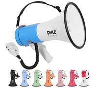 Pyle Pmpra515whi, Megafono Bullhorn Leggero e Portatile, Ingresso AUX (3,5 mm) per MP3/musica, Sirena Automatica, 50 Watt, Mic/Talk (Bianco) Unisex, Taglia Unica