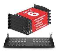 Pyle Mensola Rack Server 19 Pollici 1U - 6 Mensole Metalliche Ventilate per un Flusso d'Aria Ottimale, Montaggio a Muro o Rack, Supporta fino a 110 lbs, Piattaforma 17 x 10’’ per Armadi, Computer