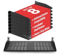 Pyle Mensola Rack Server 19 Pollici 1U - 8 Mensole Metalliche Ventilate per un Flusso d'Aria Ottimale, Montaggio a Muro o Rack, Supporta fino a 110 lbs, Piattaforma 17 x 10’’ per Armadi, Computer