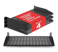 Pyle Mensole per Rack 48,3 cm 1U, Set di 4 Ripiani Metallici Ventilati, Montaggio a Parete o Armadio Rack, Supporta 50 kg, per Computer e Reti, Casa o Ufficio