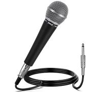 Pyle Microfono dinamico cablato per canto e karaoke, microfono cardioide portatile con cavo XLR a 6,35 mm, microfono unidirezionale per altoparlanti PA, mixer, amplificatore e DJ