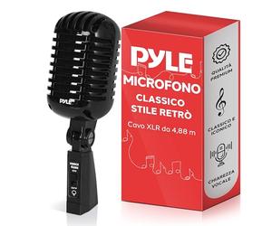 Pyle Microfono Dinamico Retro Classico, Microfono Cardioide Vintage con Cavo XLR, Compatibile con Supporto Universale, per Performance Live