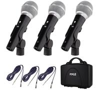 Pyle Set Microfono Dinamico Professionale 3 Pezzi Cardioide Unidirezionale con Borsa Rigida, Supporto/Clip e Cavo Audio XLR 26ft a Connessione Audio 1/4''