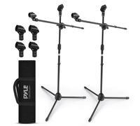 Pyle Supporto Microfono Universale Regolabile - Coppia di Treppiedi Leggeri e Pesanti con Supporto Boom e Borsa da Trasporto, Adattatore 5/8", Per Palco e Studio